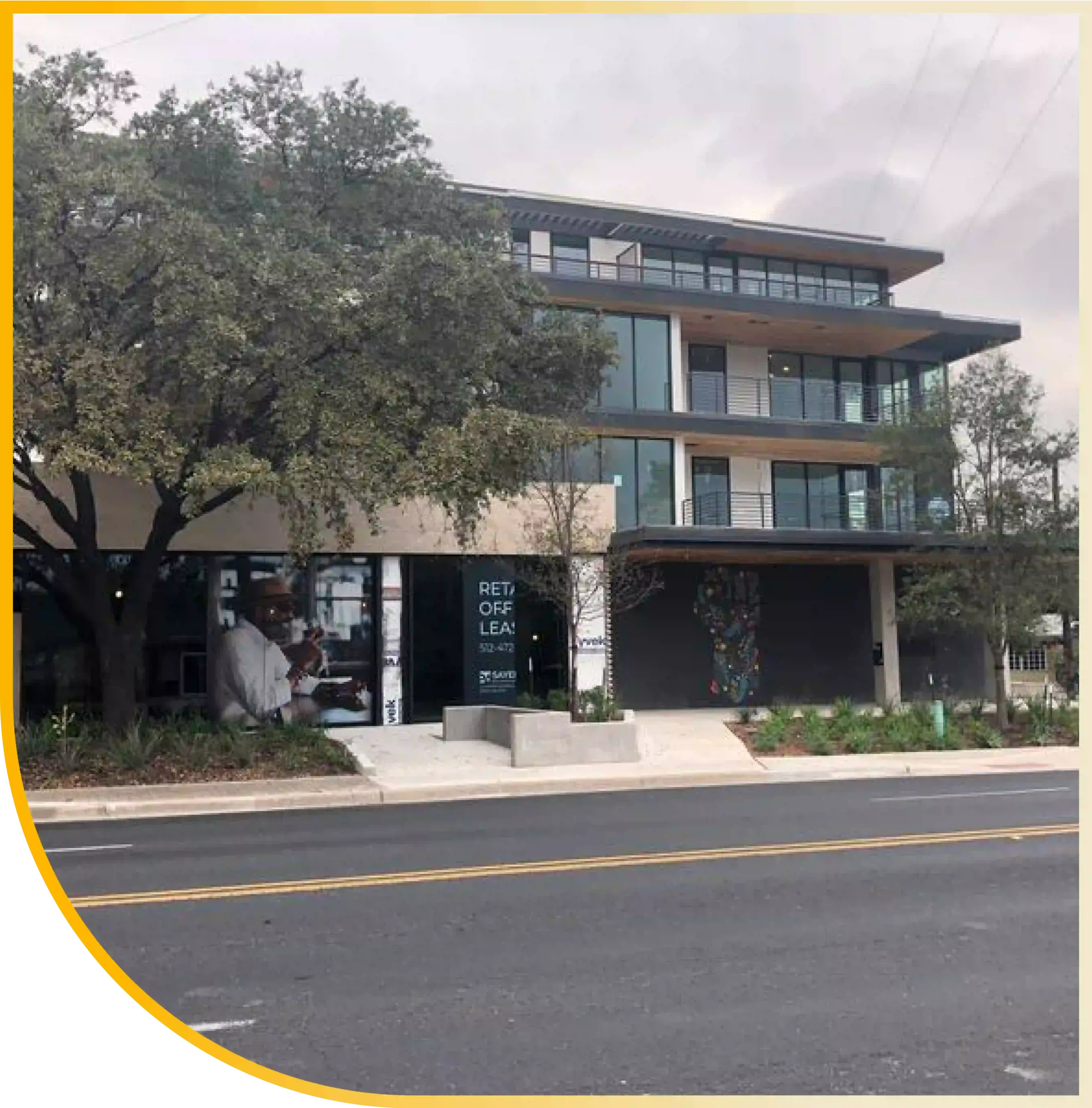 Front view of a modern construction project by Aime Construction, showcasing quality design and craftsmanship.